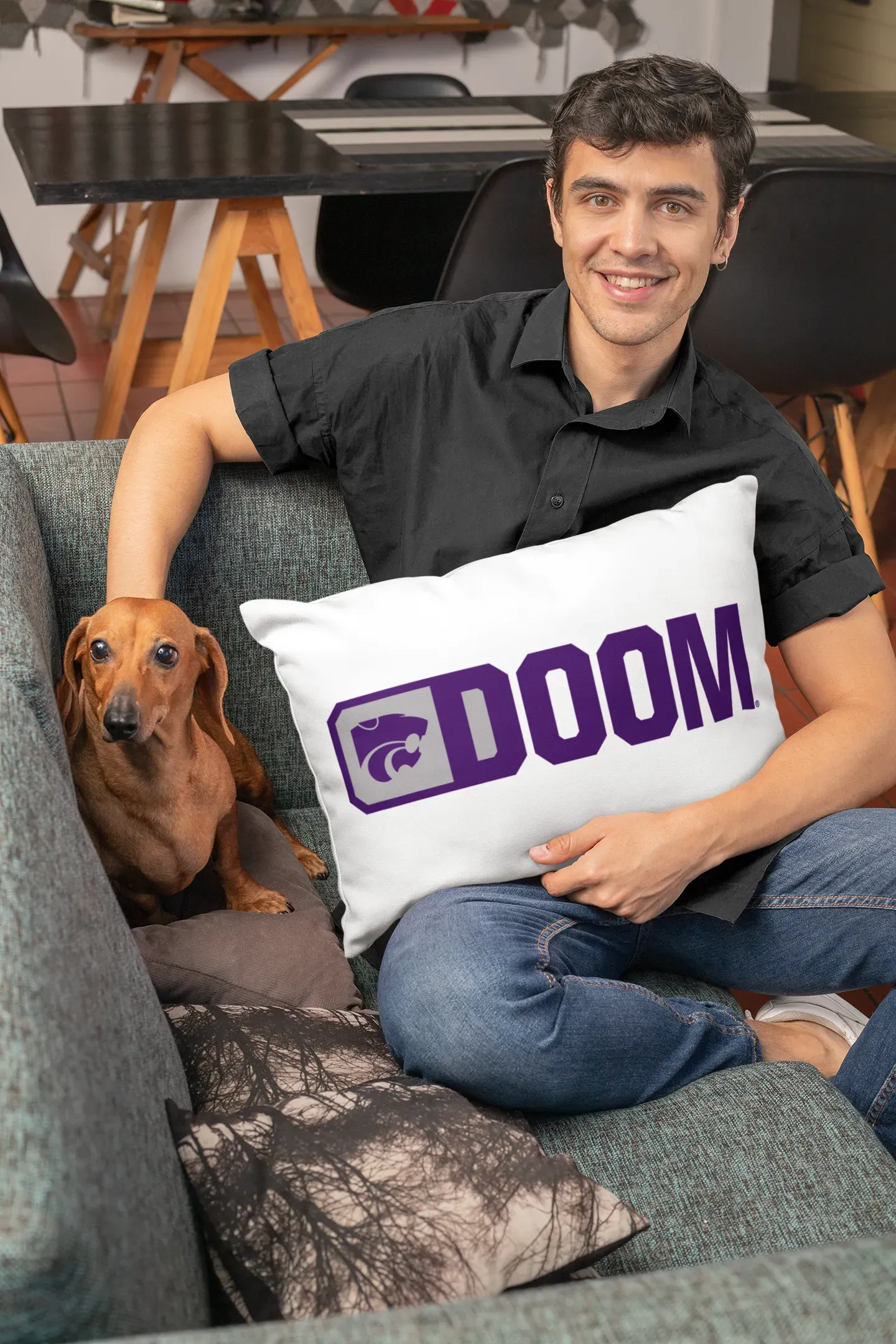 DOOM Kansas State University Lumbar Pillow Cover - Purple Pillow Covers