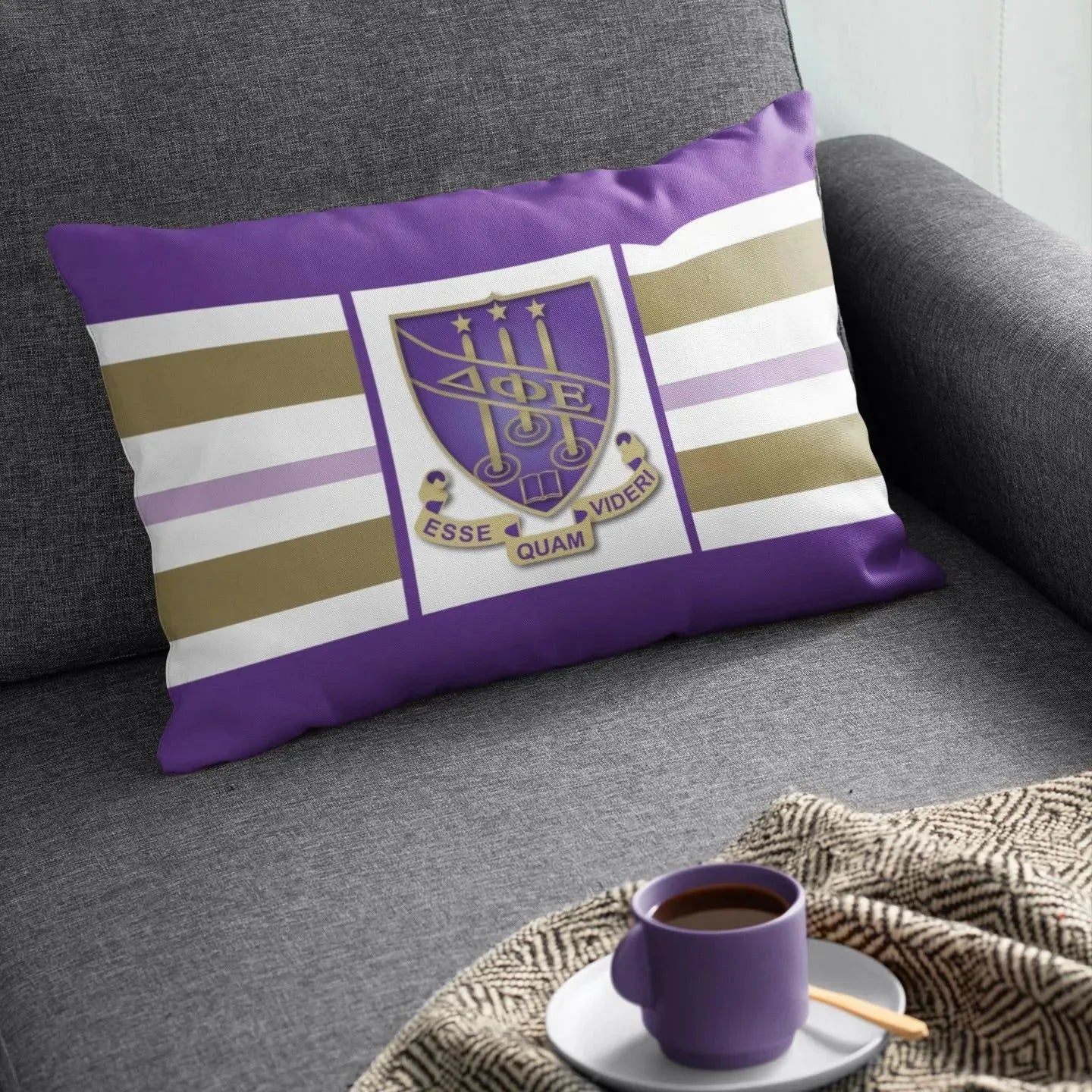 Delta Phi Epsilon Lumbar Pillow Cover - Stripes Pillow Covers