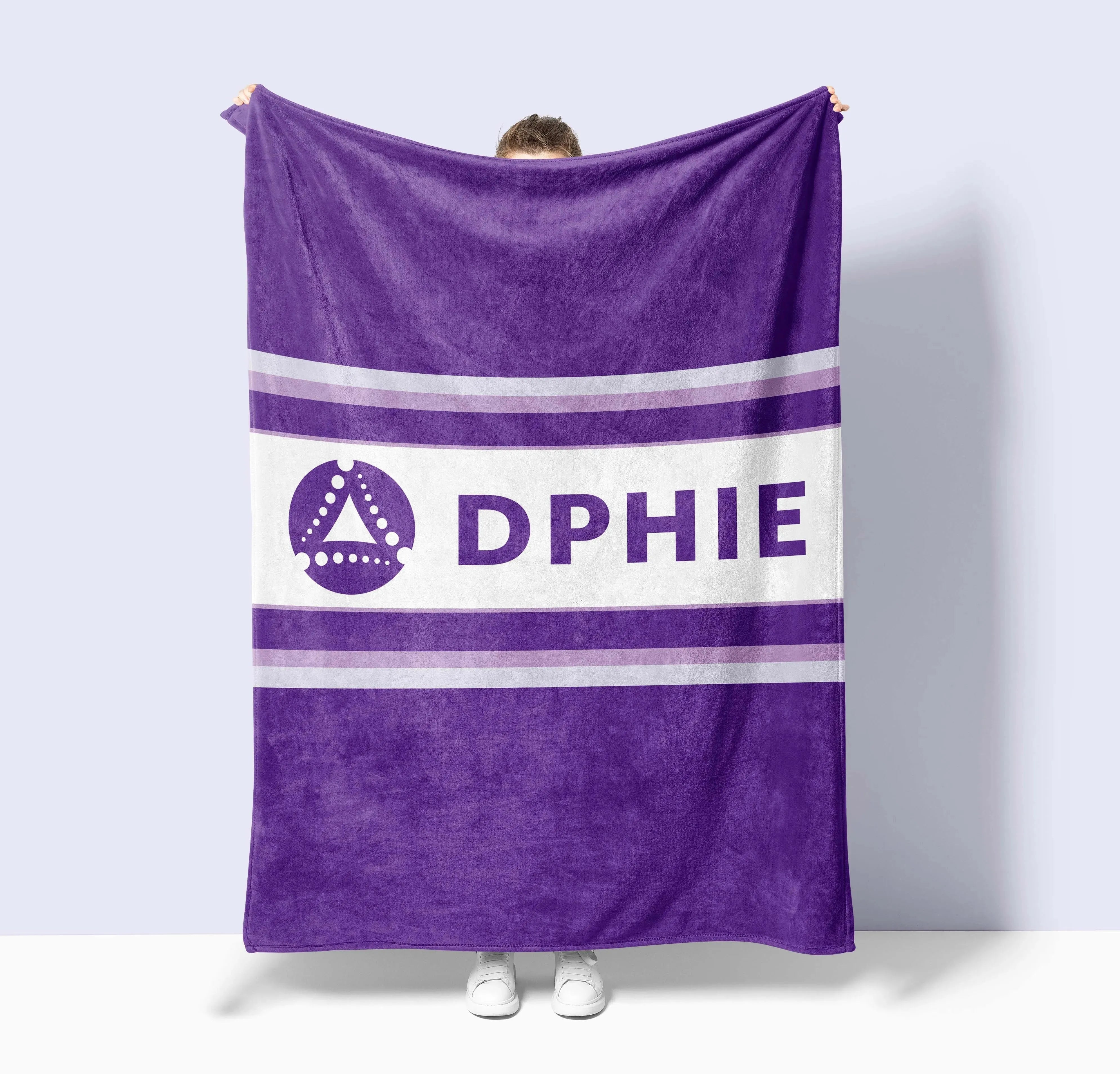 Delta Phi Epsilon XL 60x80 Sherpa Throw Blanket - Stripes Throw Blankets