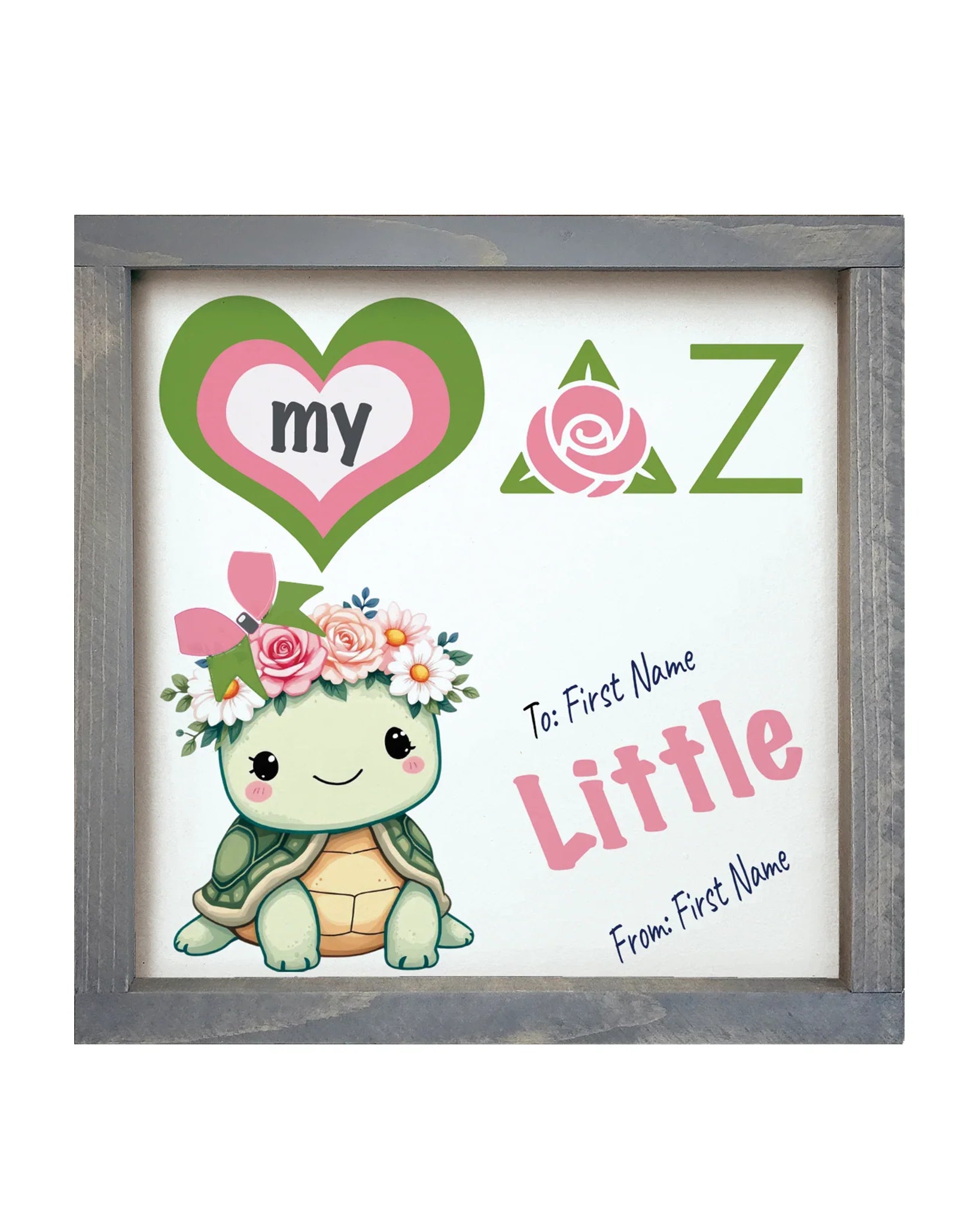 Personalized Delta Zeta 12x12 Love My Big Little Wood Framed Sign