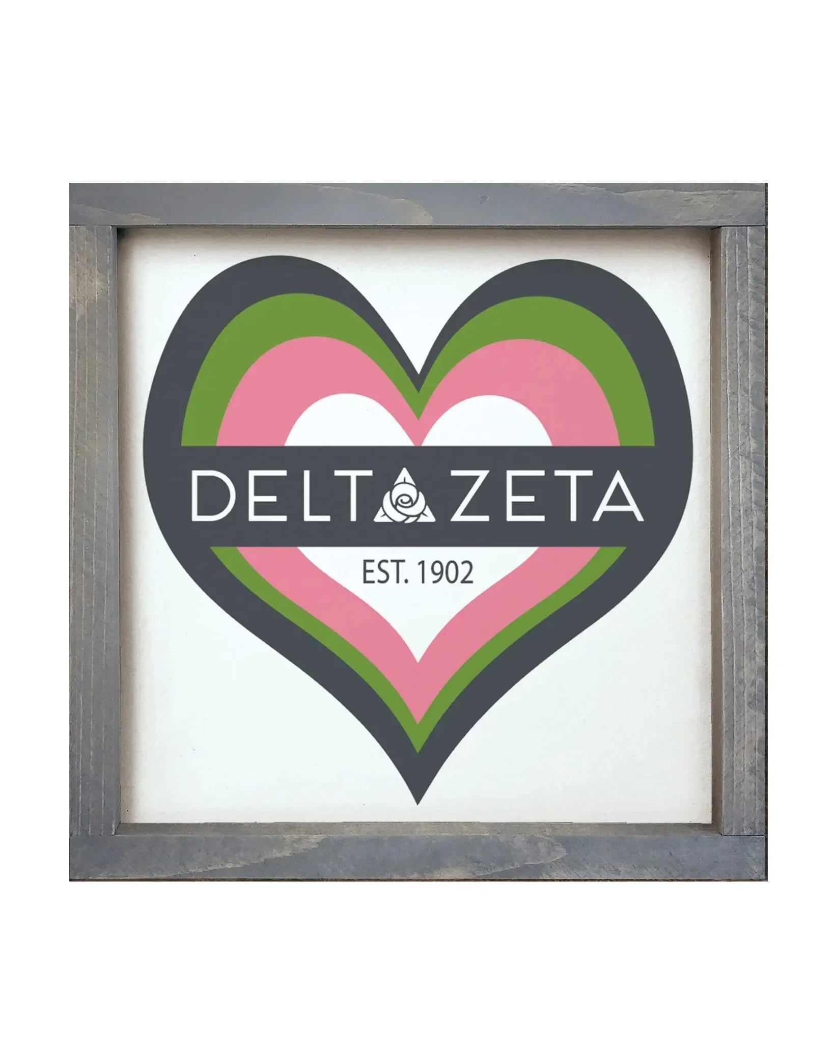 Delta Zeta 12x12 Heart Wood Framed Sign Wall Art & Signs
