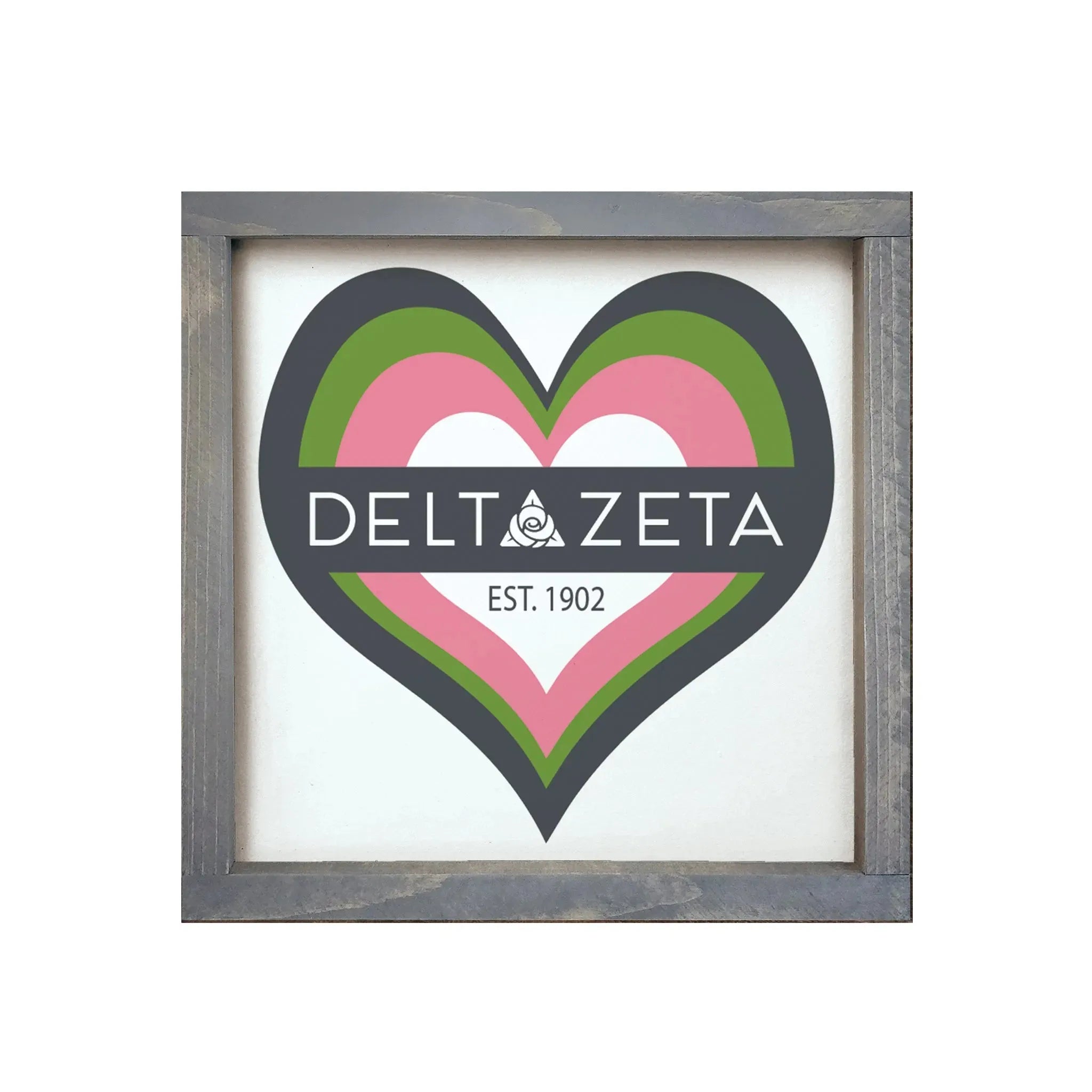Delta Zeta 12x12 Heart Wood Framed Sign Wall Art & Signs