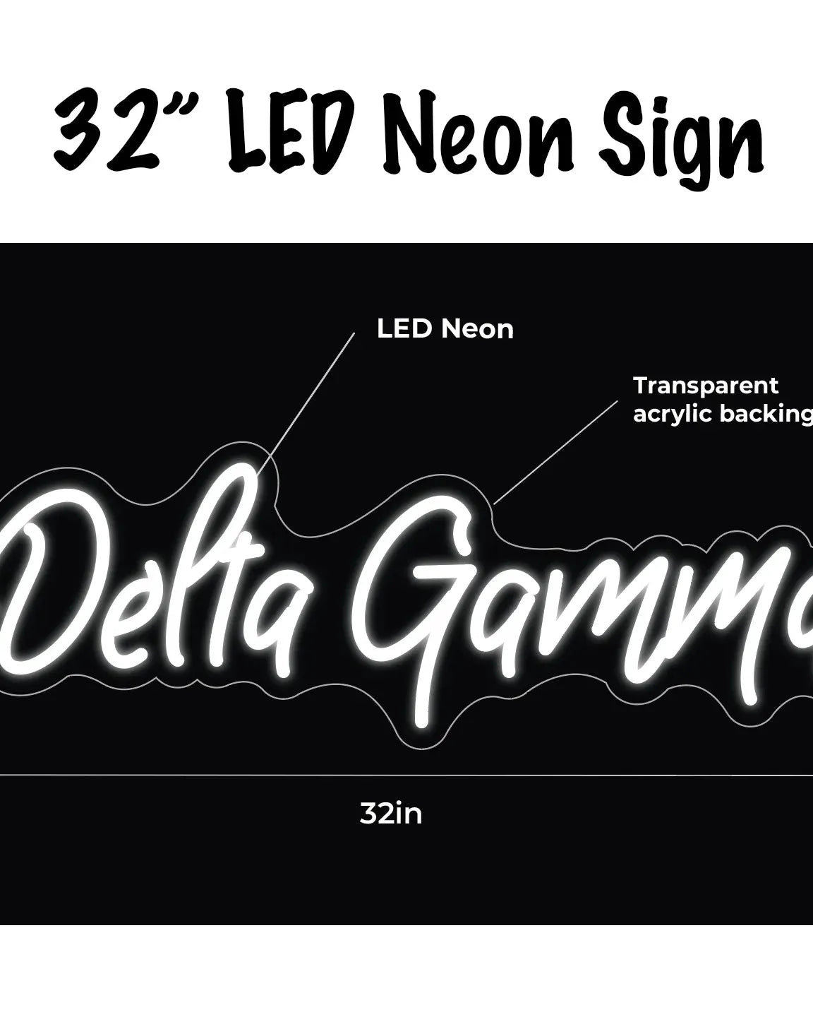 Delta Gamma LED Neon Script Sign w/ Dimmer Neon Signs