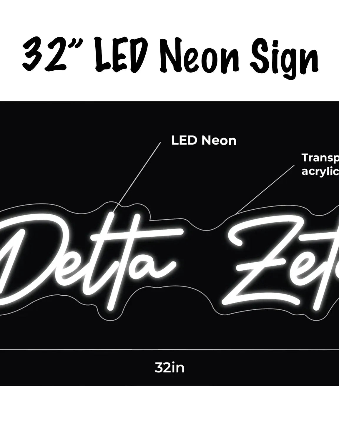 Delta Zeta LED Neon Sign w/ Dimmer Neon Signs