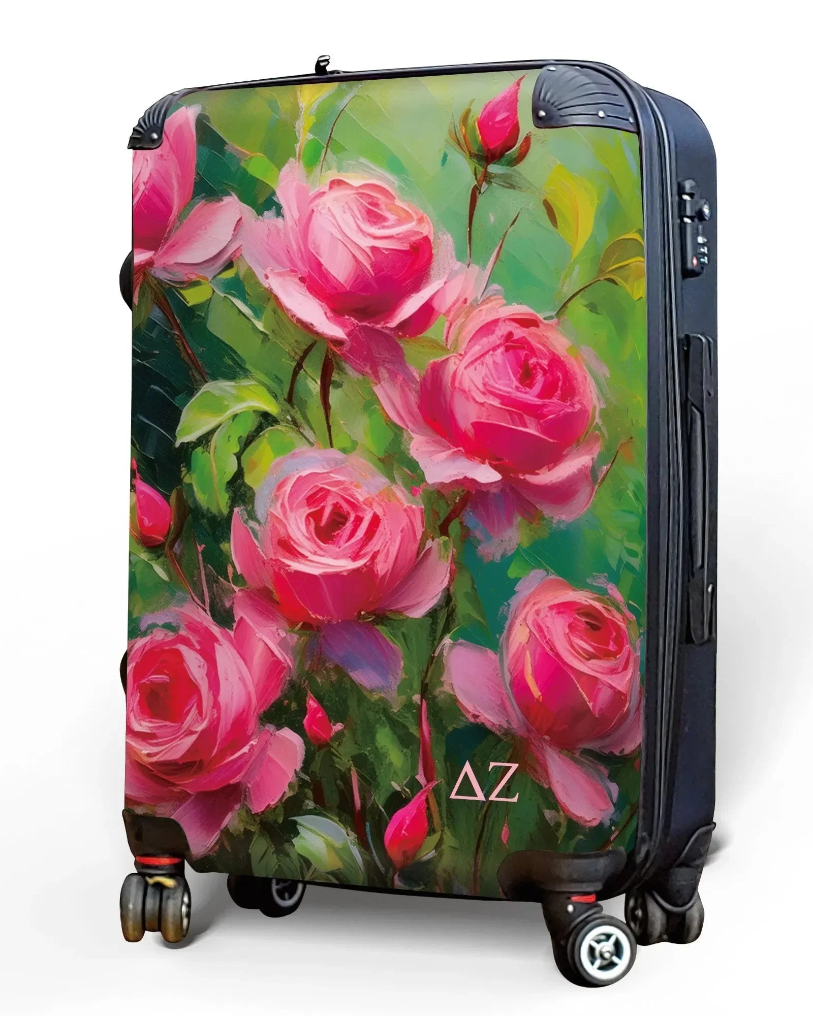 Delta Zeta Carry-on Suitcase - Bold Pink Roses Suitcases