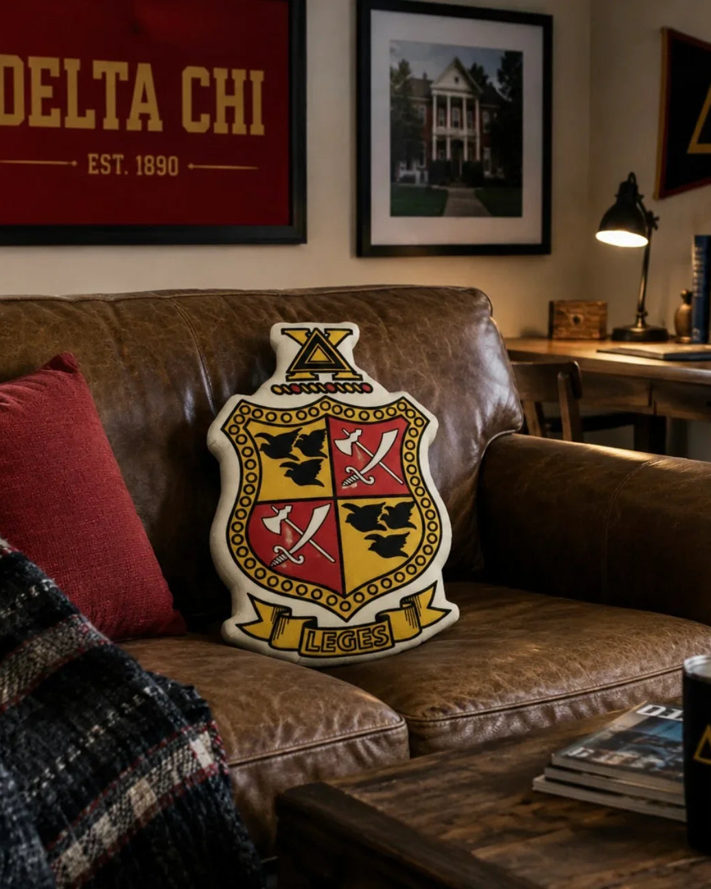 Delta Chi Crest Custom-Shape Throw Pillow | D-Chi Gifts