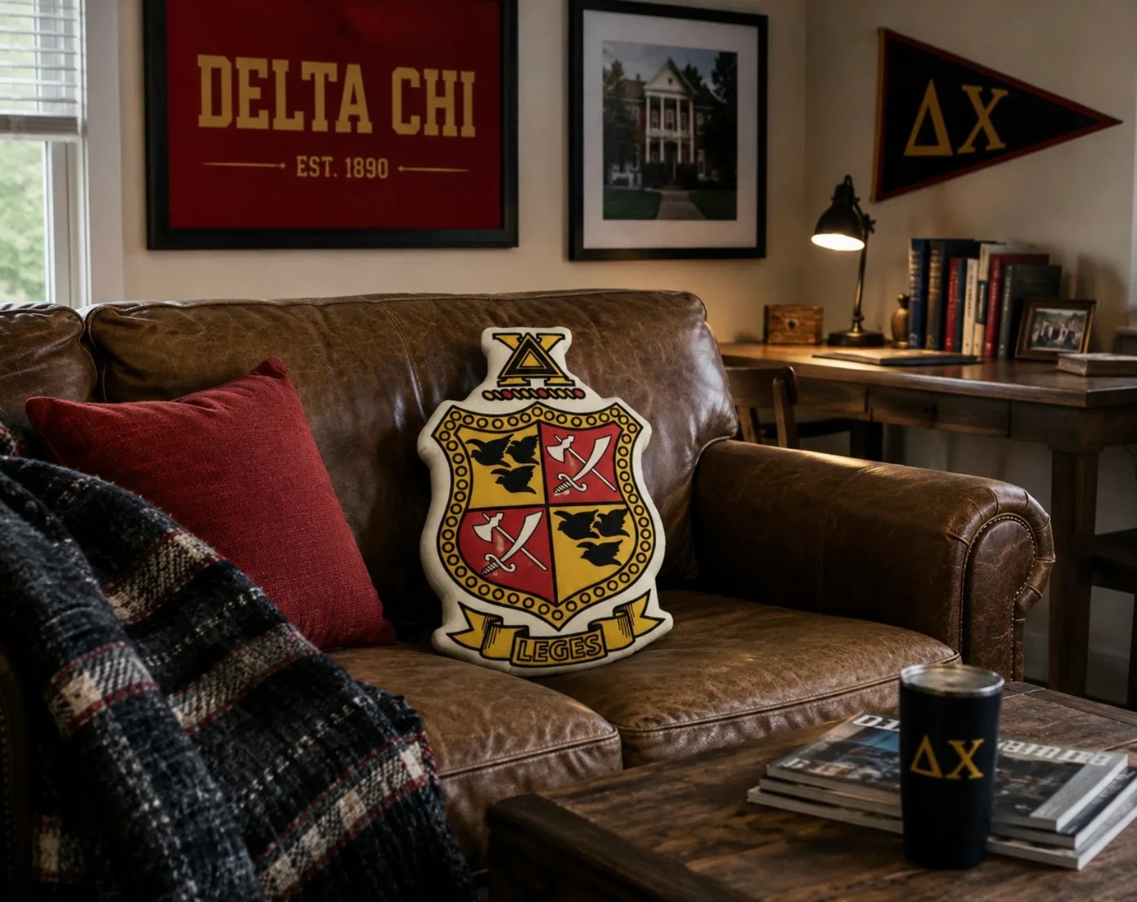Delta Chi Crest Custom-Shape Throw Pillow | D-Chi Gifts