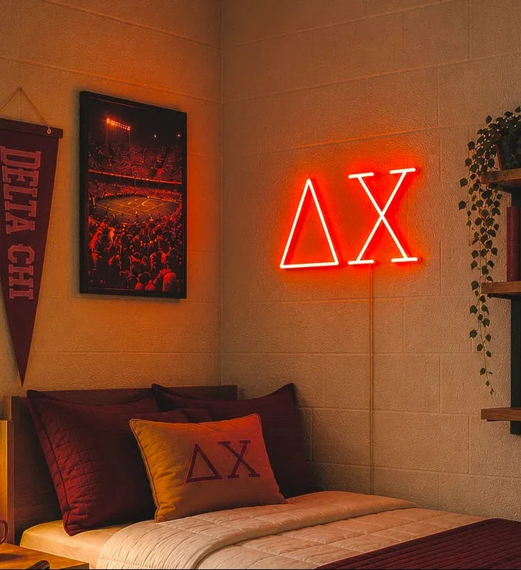 Delta Chi Greek Letters LED Neon Sign w/ Dimmer | Dorm Decor Wall Art