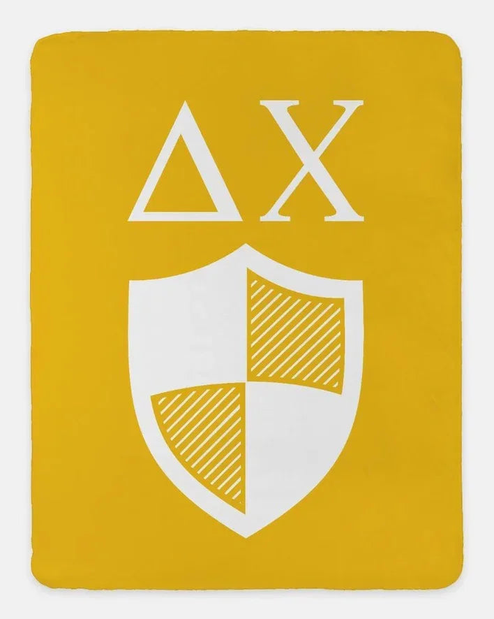 Delta Chi Sherpa Blanket XL 60" x 80 Greek Letters Shield Gold