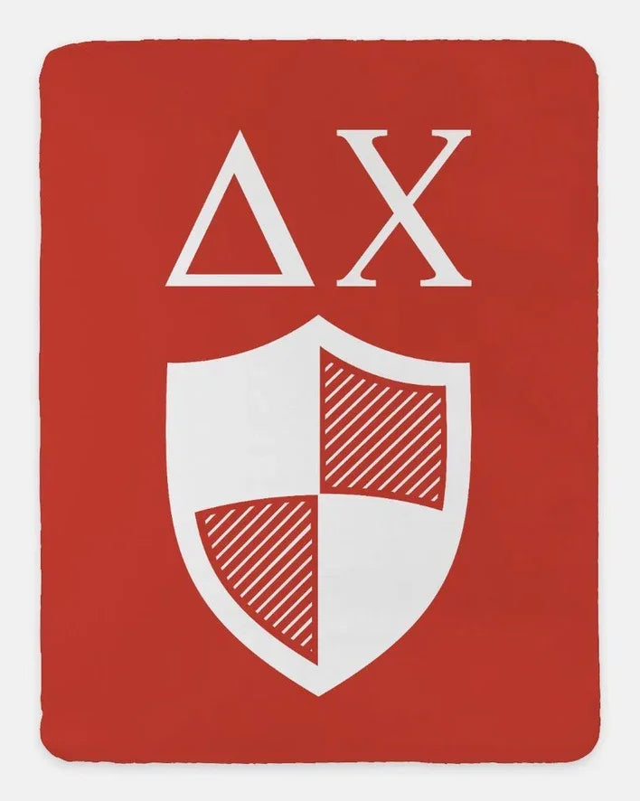 Delta Chi Sherpa Blanket XL 60" x 80 - Greek Letters & Shield