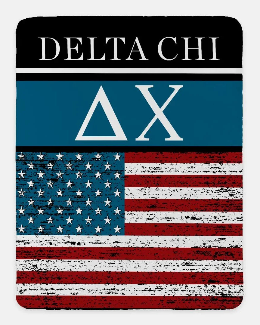 Delta Chi Sherpa Blanket XL 60x80 American Flag