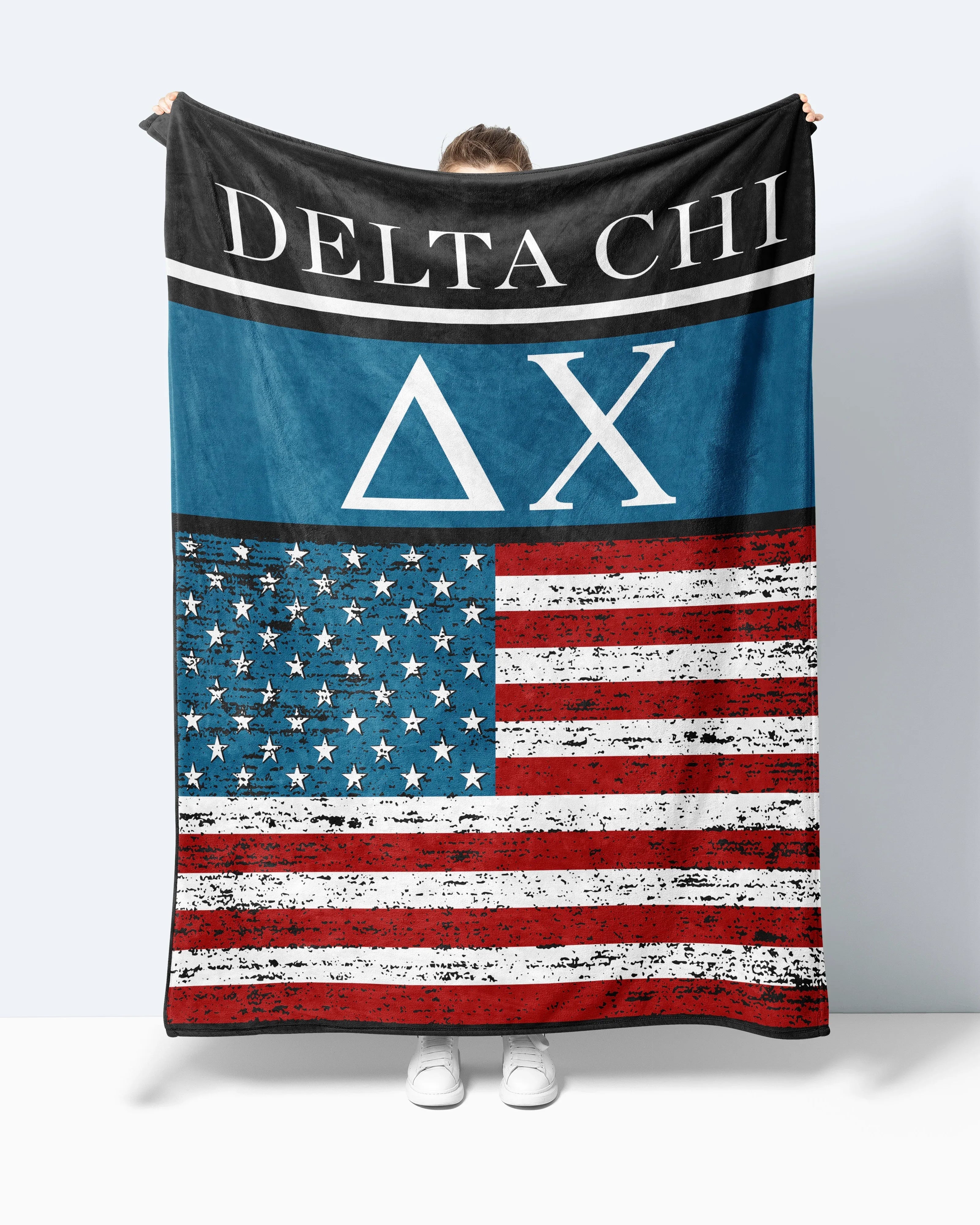 Delta Chi Sherpa Blanket XL 60x80 - American Flag | D-Chi Gifts