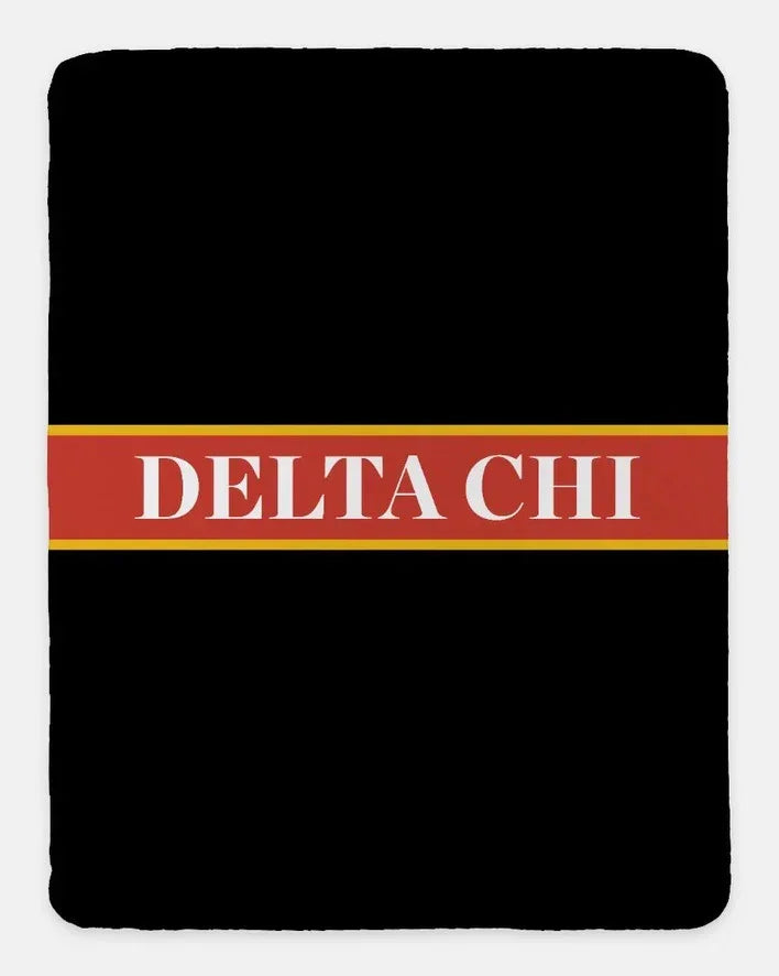Delta Chi XL 60x80 Sherpa Throw Blanket Center Band Black