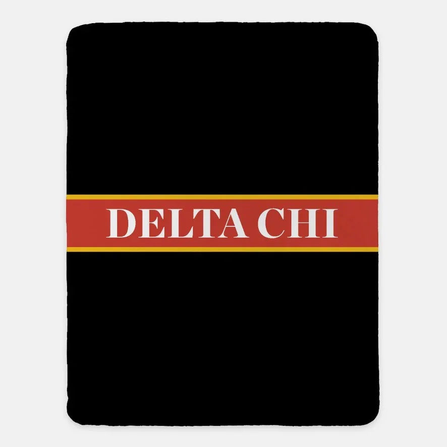 Delta Chi XL 60x80 Sherpa Throw Blanket Center Band Black