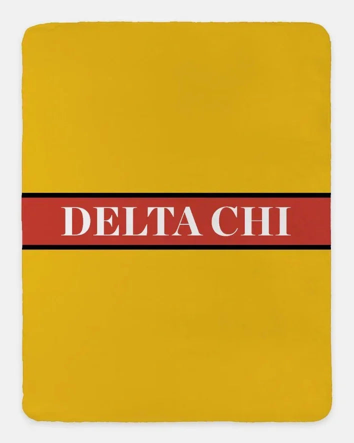 Delta Chi XL 60x80 Sherpa Throw Blanket Center Band Gold