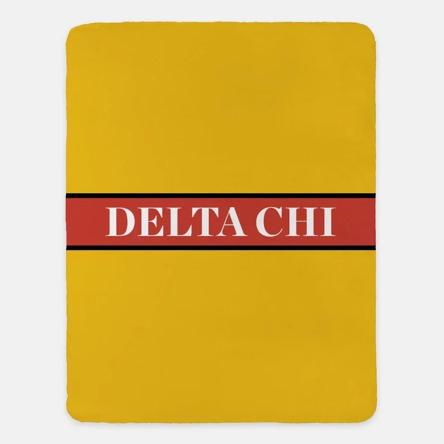 Delta Chi XL 60x80 Sherpa Throw Blanket Center Band Gold