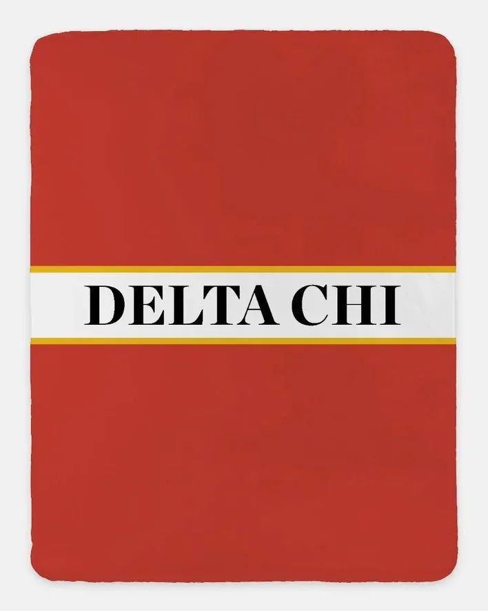 Delta Chi XL 60x80 Sherpa Throw Blanket Center Band Red