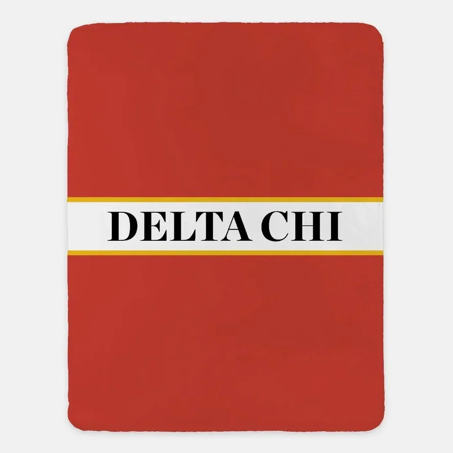 Delta Chi XL 60x80 Sherpa Throw Blanket Center Band Red