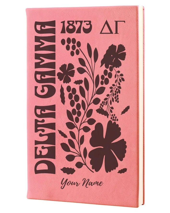 Delta Gamma Personalized Leatherette Notebook - Retro Floral | DG