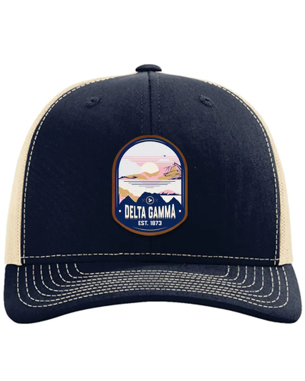 Delta Gamma Richardson 112 UV Print Leatherette Patch Trucker Hat - Ventura Trucker Hat