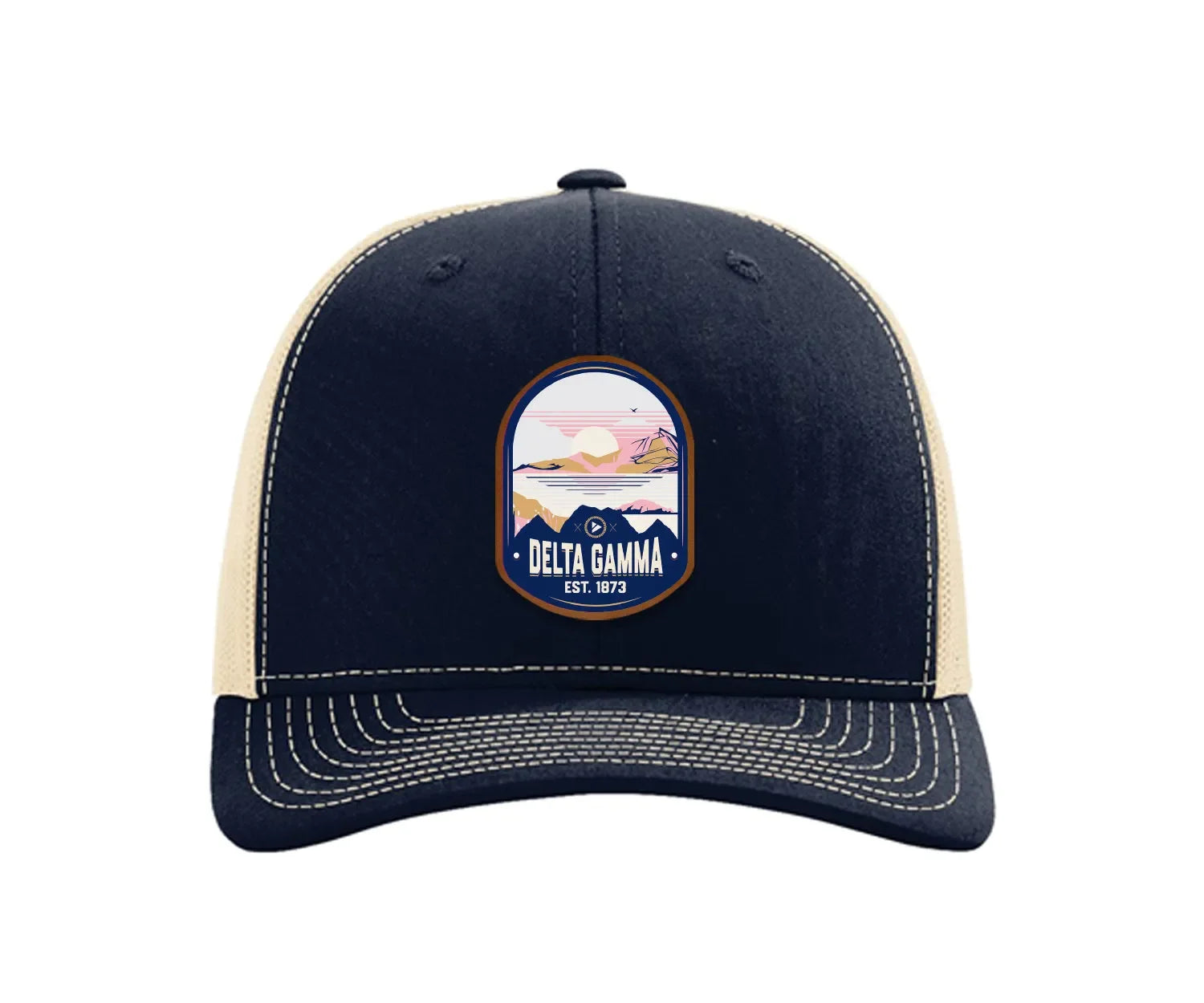 Delta Gamma Richardson 112 UV Print Leatherette Patch Trucker Hat - Ventura Trucker Hat