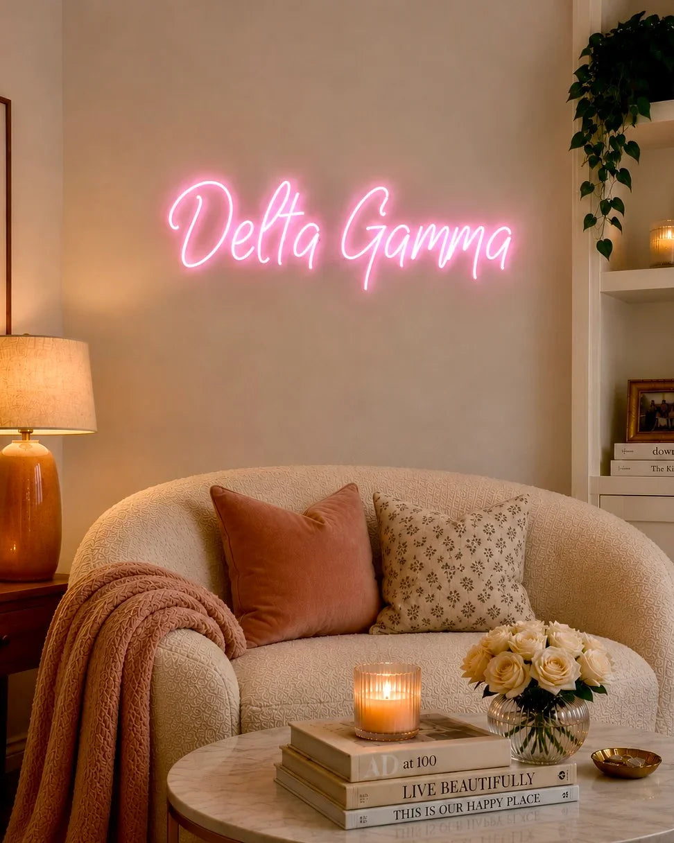 Delta Gamma LED Neon Script Sign w/ Dimmer | DG Dorm Wall Art | Gifts
