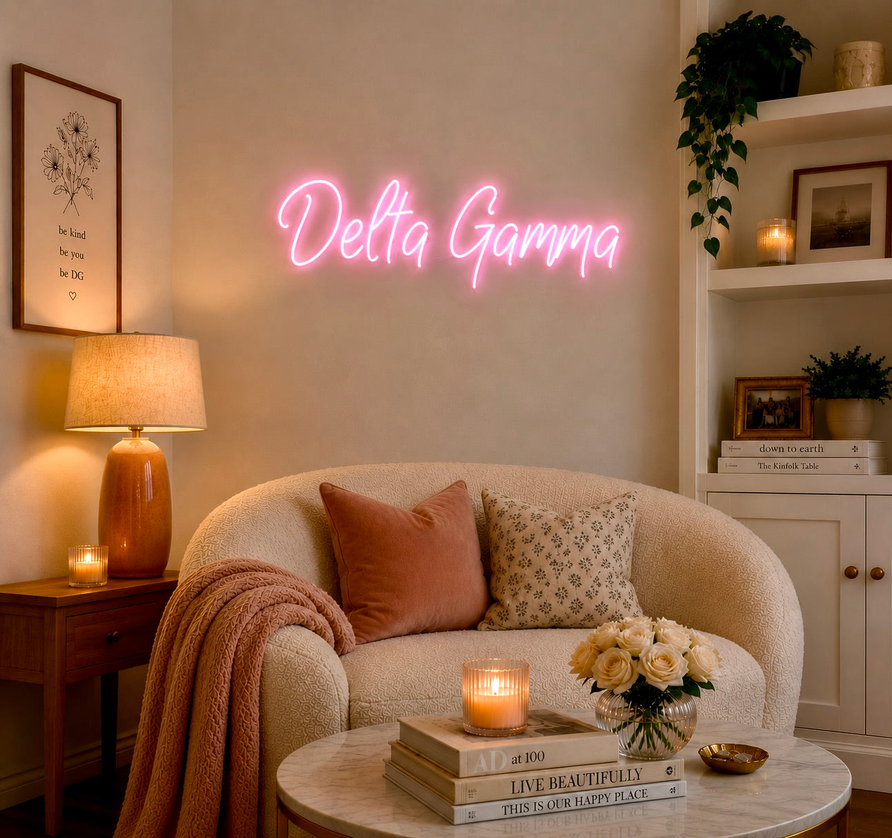 Delta Gamma LED Neon Script Sign w/ Dimmer | DG Dorm Wall Art | Gifts