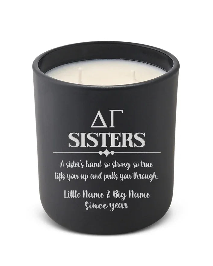 Personalized Delta Gamma Laser Etched Glow Candle 12 oz. Sisters | DG