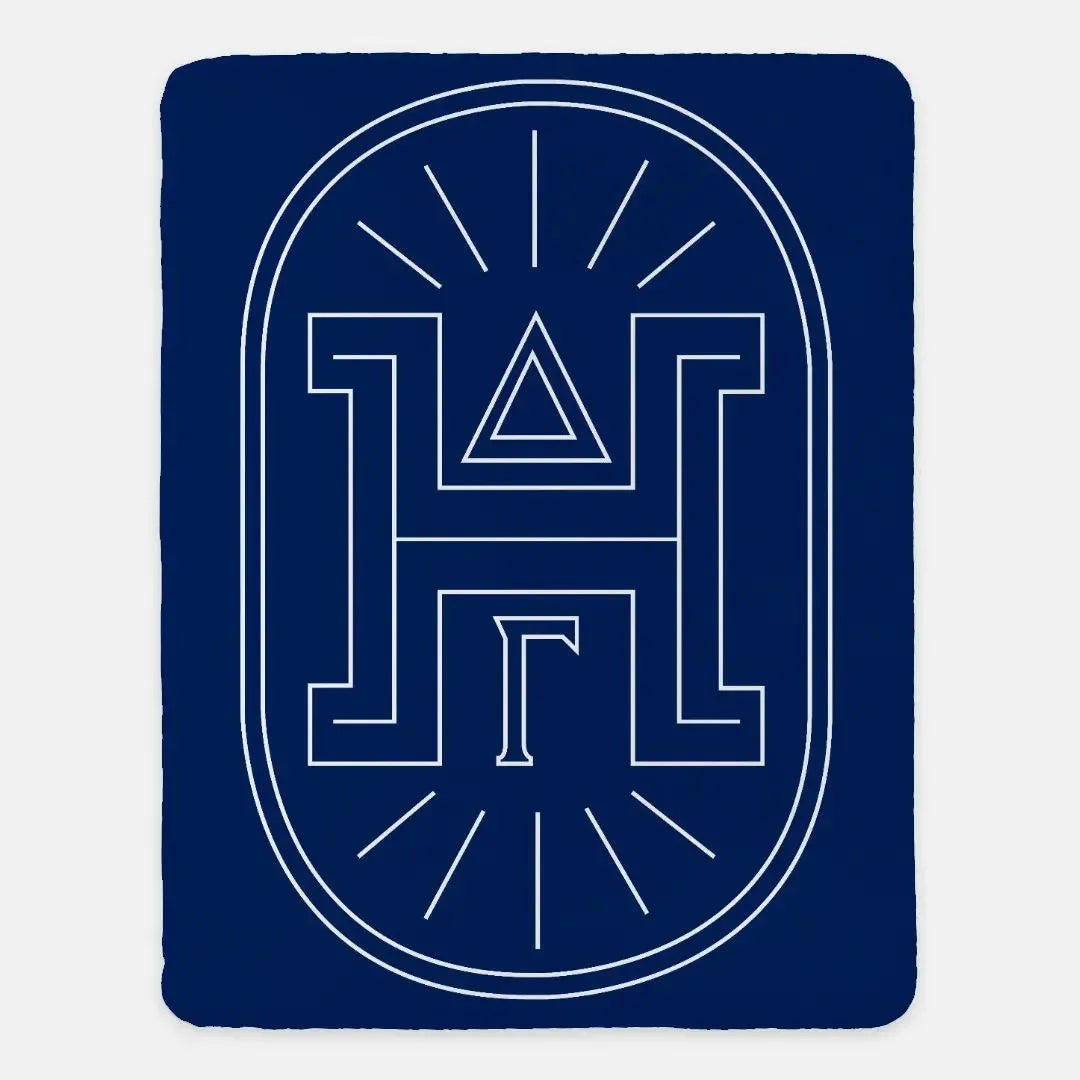 Delta Gamma XL 60x80 Sherpa Throw Blanket - Traditional Badge Navy Throw Blankets