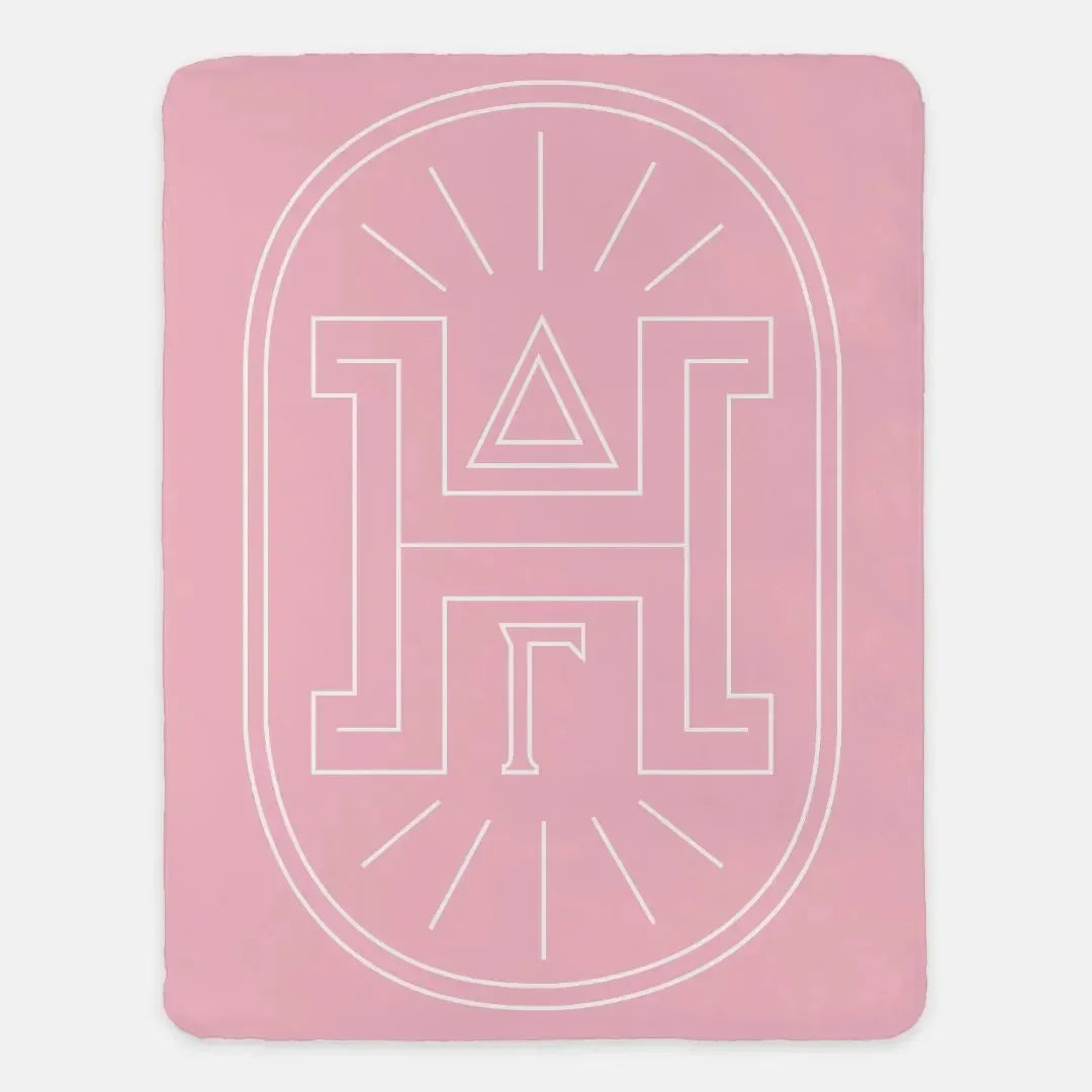 Delta Gamma XL 60x80 Sherpa Throw Blanket - Traditional Badge Pink Throw Blankets