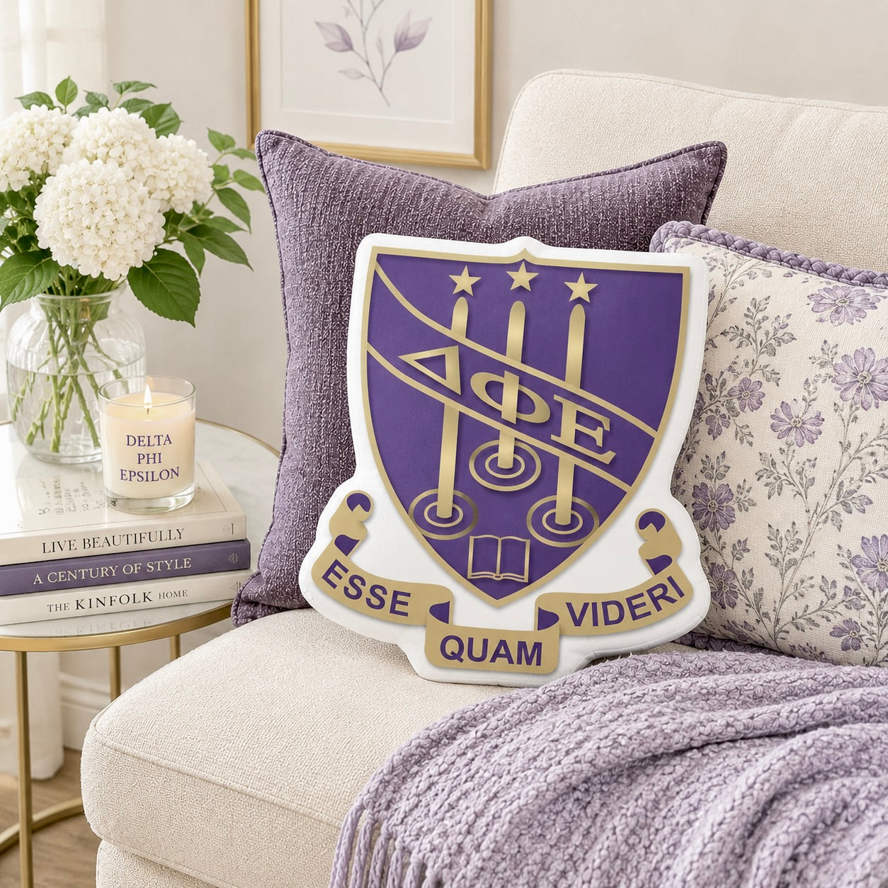 Delta Phi Epsilon Crest Custom-Shape Throw Pillow | DPHIE Gifts