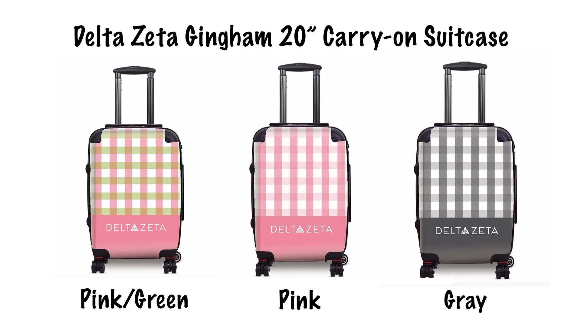 Delta Zeta Carry-on Suitcase Luggage Gingham Swatches