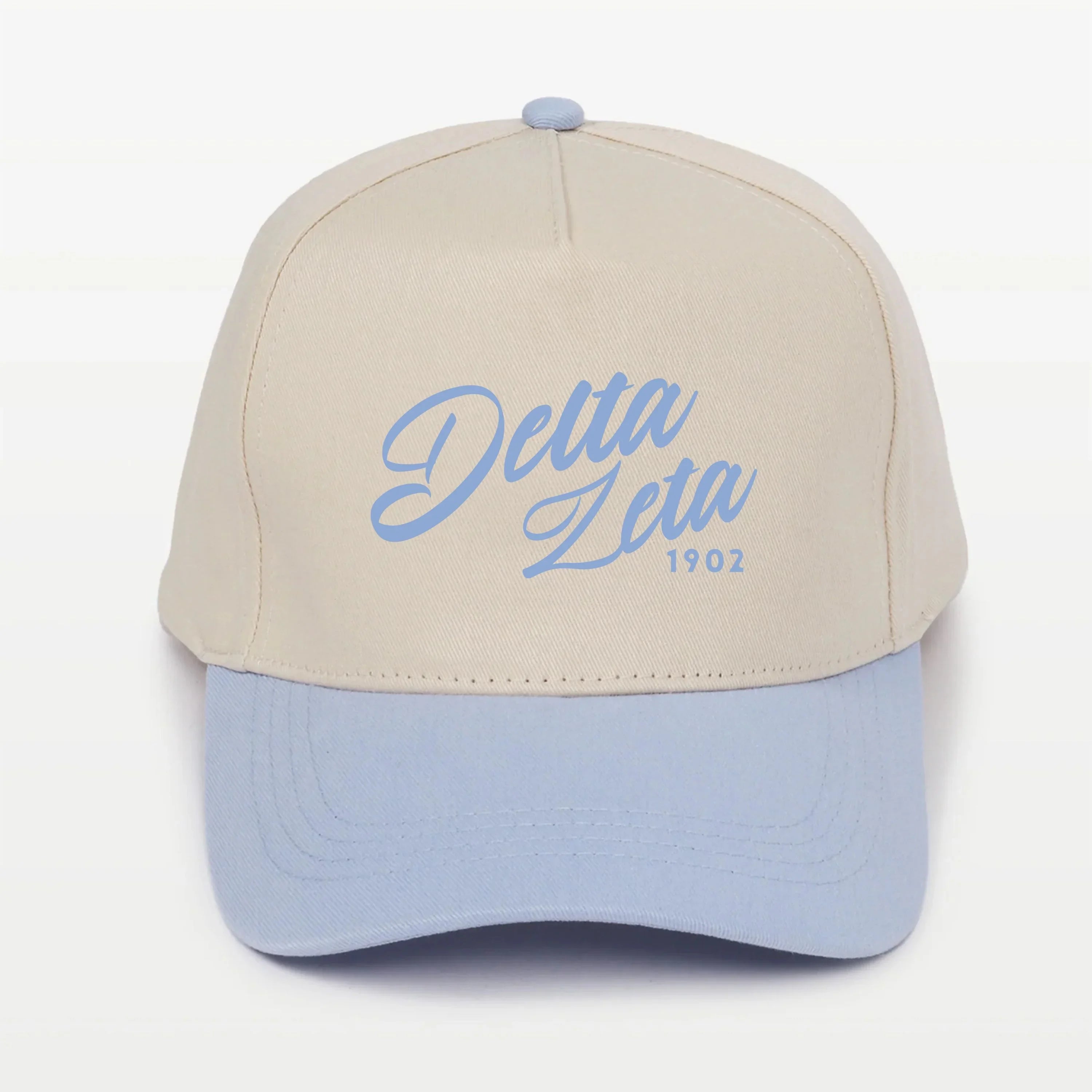 Delta Zeta Embroidered Two-Tone Baseball Cap - Script 1902 | Custom Gifts
