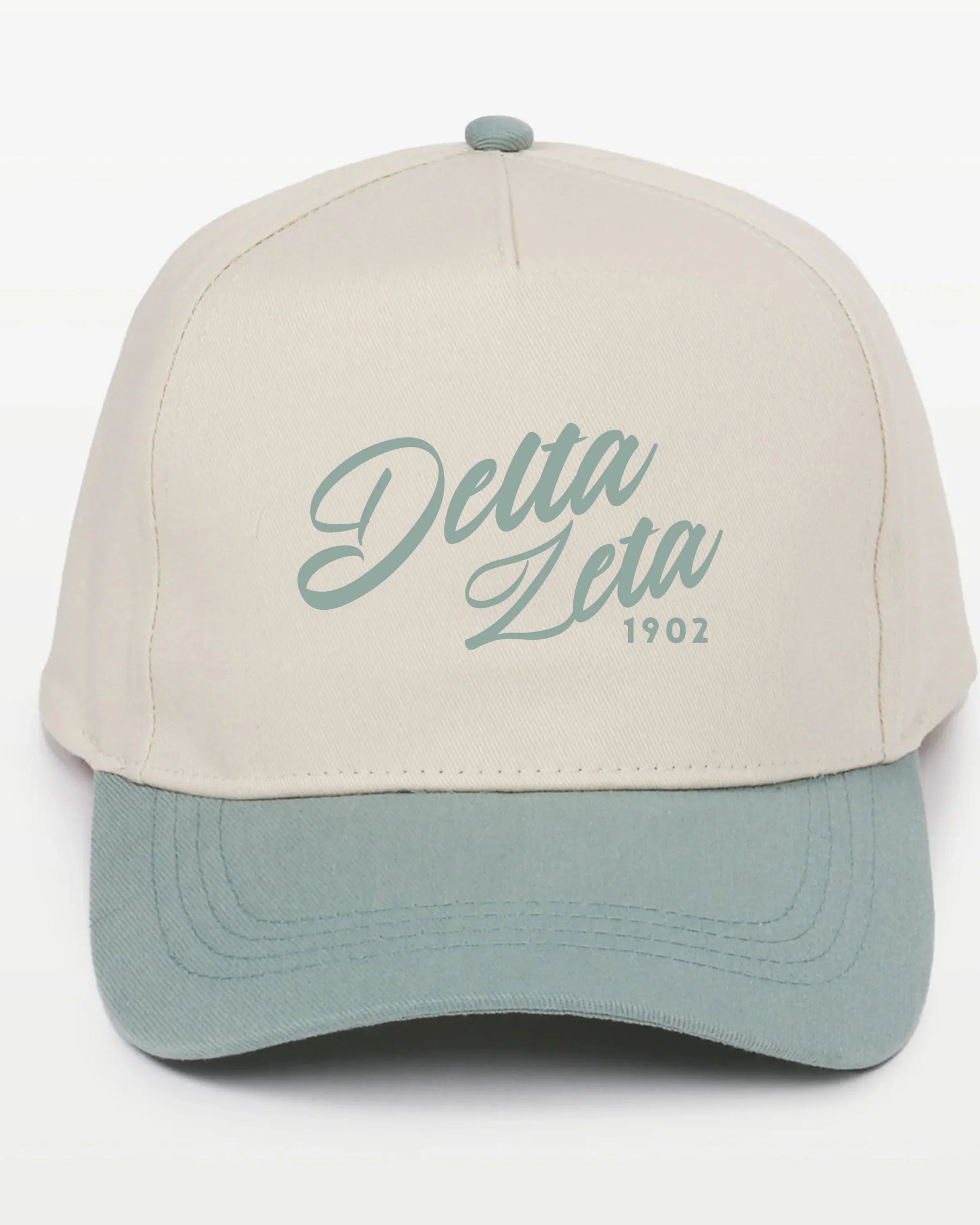 Delta Zeta Embroidered Two-Tone Baseball Cap - Script 1902 | Custom Gifts