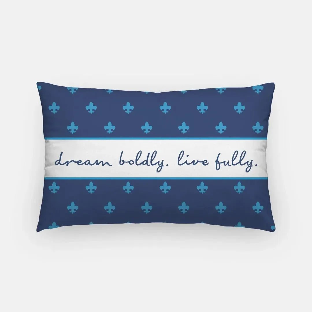Dream Boldly. Live Fully. Lumbar Kappa Blue Lumbar Pillow