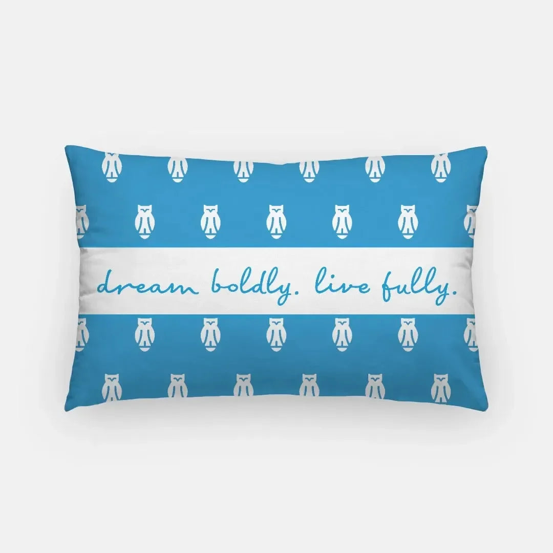 Dream Boldly. Live Fully KKG Owl Lumbar Pillow