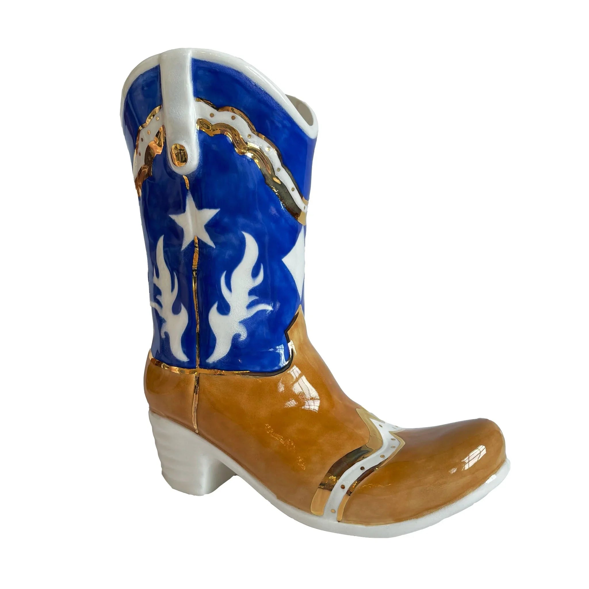 Western Cowboy Boot Vase - Two Tone | Dorm Decor | Accessories