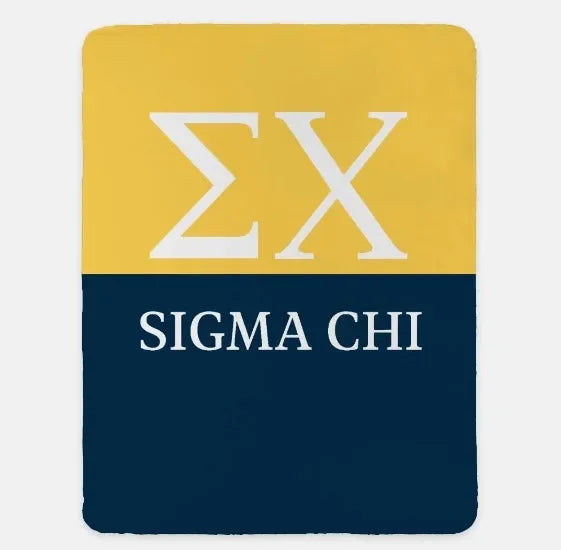Sigma Chi XL 60x80 Blanket - Color Block Gold Deep Blue Throw Blankets