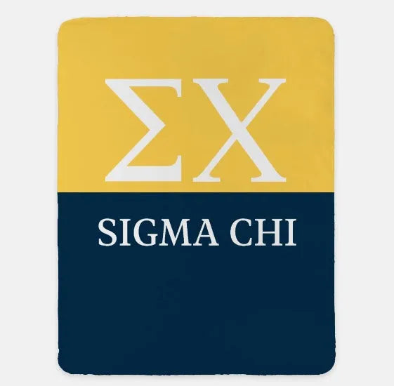 Sigma Chi XL 60x80 Blanket - Color Block Gold Deep Blue Throw Blankets