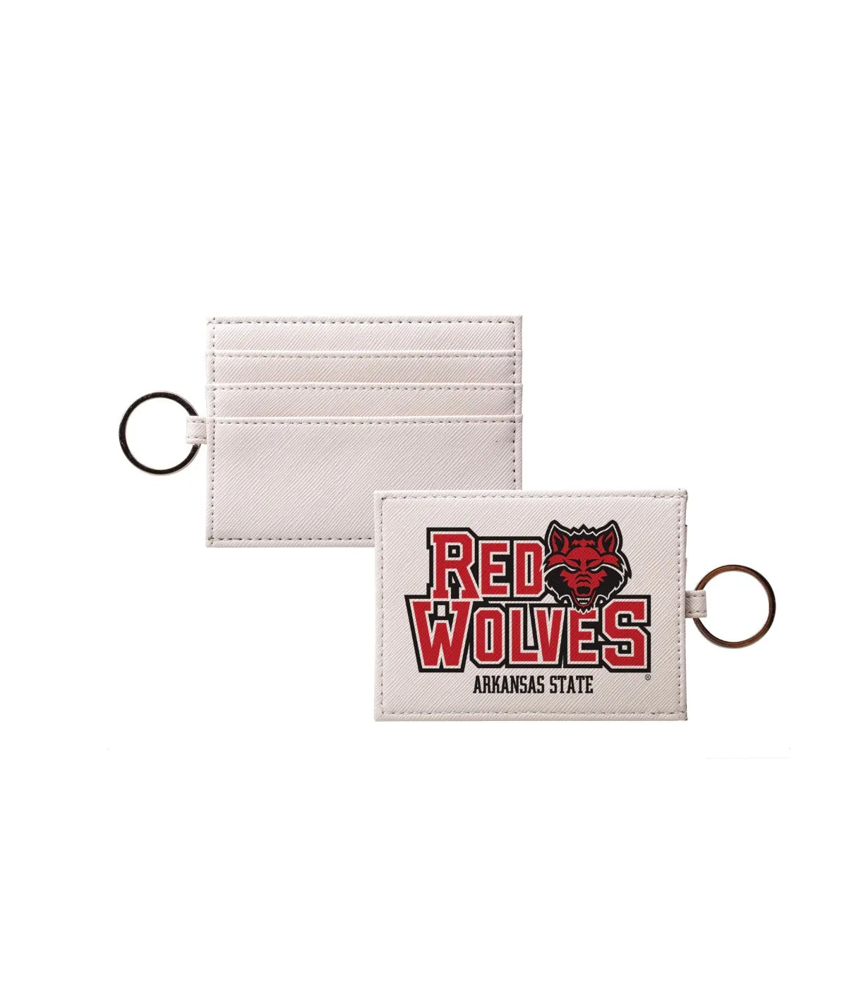 Arkansas State Red Wolves Vegan Saffiano Leather Keychain Card Holder Travel Wallet