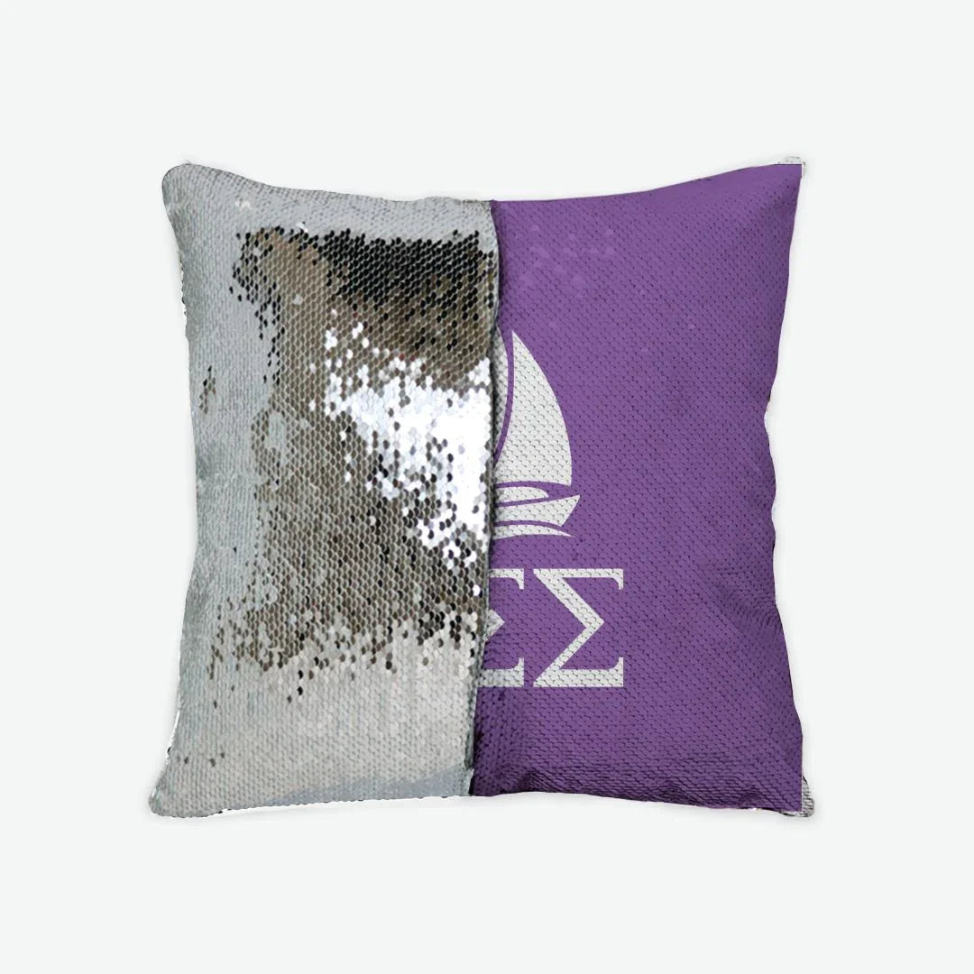 Tri Sigma Sequin Pillow Cover Greek Letters | Sigma Sigma Sigma