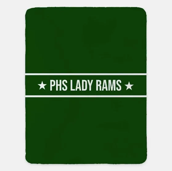 Pennridge Women's Soccer XL 60x80 Sherpa Blanket - Center Band Green Throw Blankets