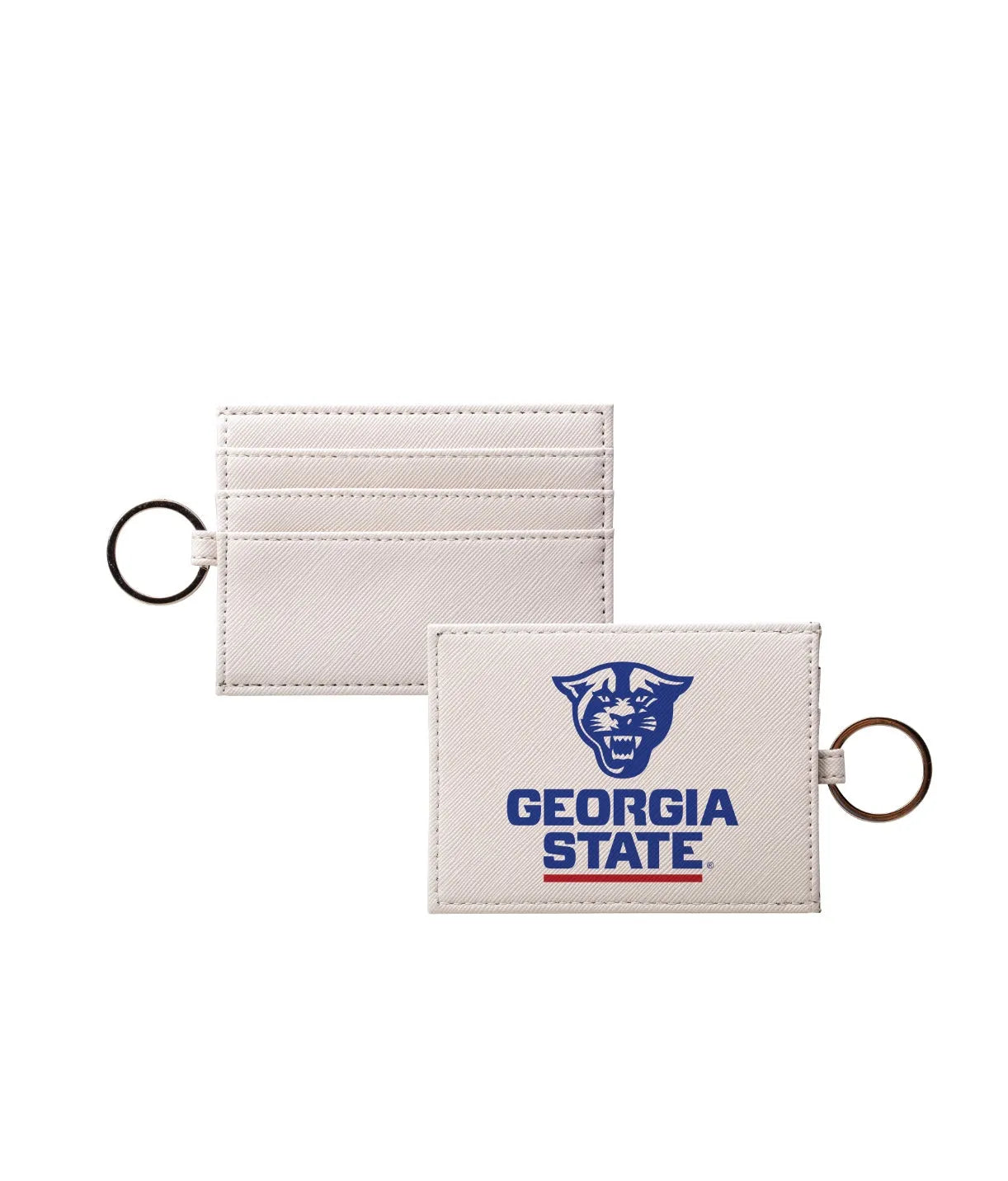 Georgia State University Vegan Saffiano Leather Keychain Card Holder Travel Wallet