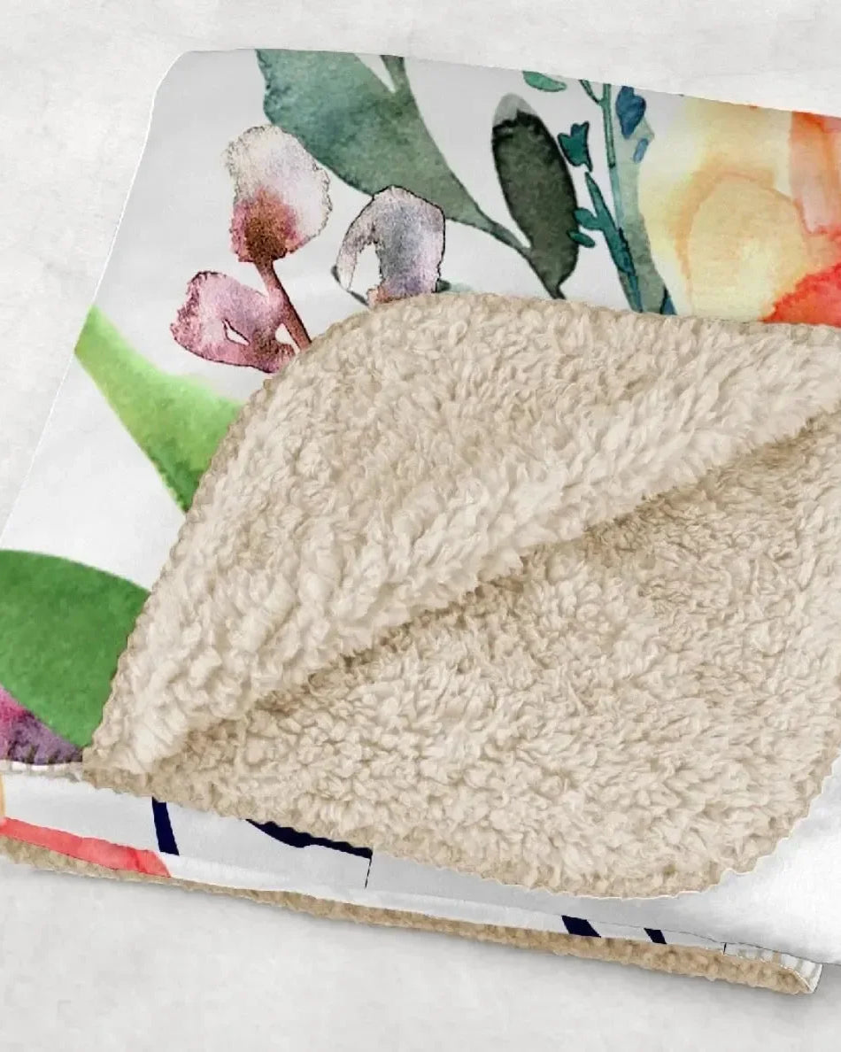 Alpha Chi Omega XL 60x80 Floral Sherpa Throw Blanket Throw Blankets