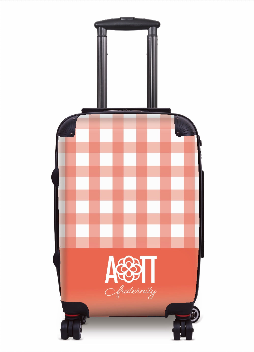 Alpha Omicron Pi Carry-on Suitcase - Gingham Coral Suitcases