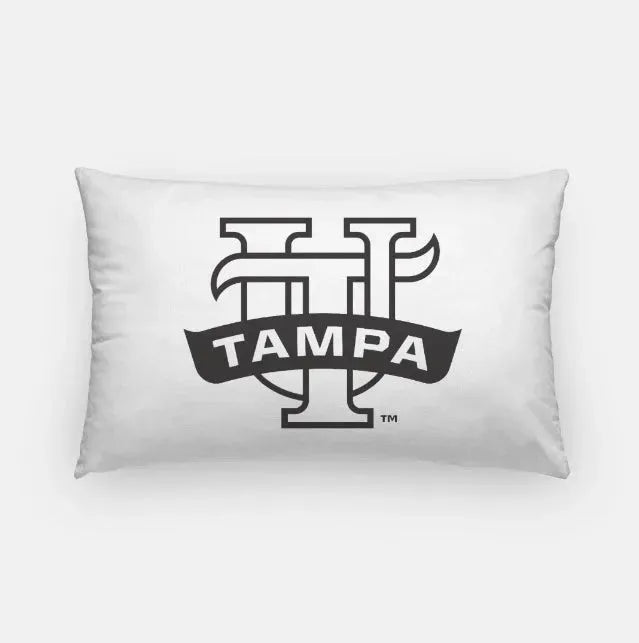 University of Tampa UTampa Banner Lumbar Pillow Cover White Black Pillow Covers