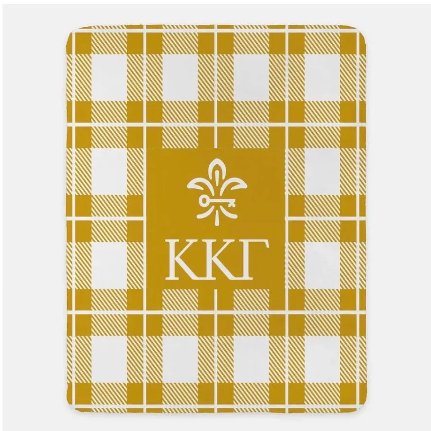 Kappa Kappa Gamma XL 60x80 Plaid Blanket Key Gold Throw Blankets