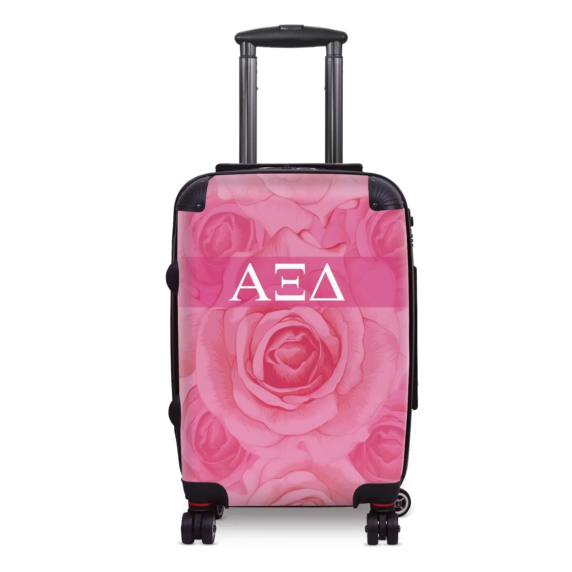 Alpha Xi Delta Carry-on Suitcase - Pink Rose Pattern Dark Pink Suitcases