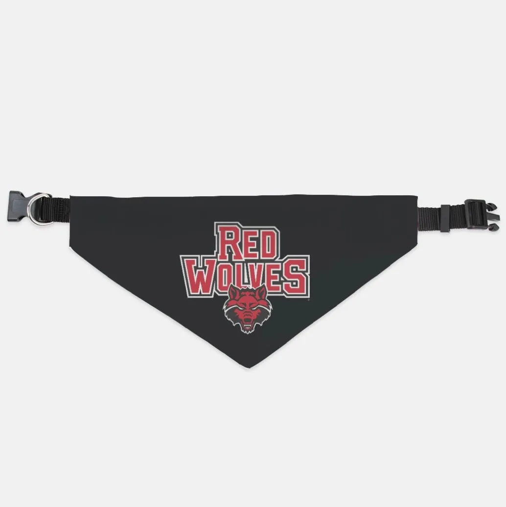 Arkansas State University Pet Bandana - Black Red Wolves Large Pet Bandanas