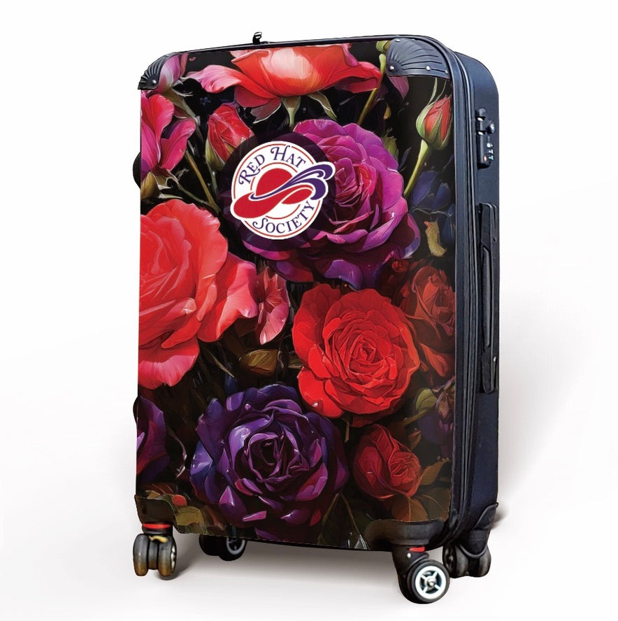 Red Hat Society Carry-on Luggage - Bold Floral Suitcases